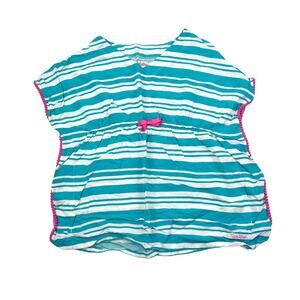 RuffleButts Turquoise Stripe Kaftan Coverup